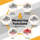 3-in-1 Laser Tape Measure 196 Ft Rechargeable Laser Measurement Tool & 16Ft Measuring Tape Movable Magnetic Hook Pythagorean Mode, Measure Distance, Area and Volume