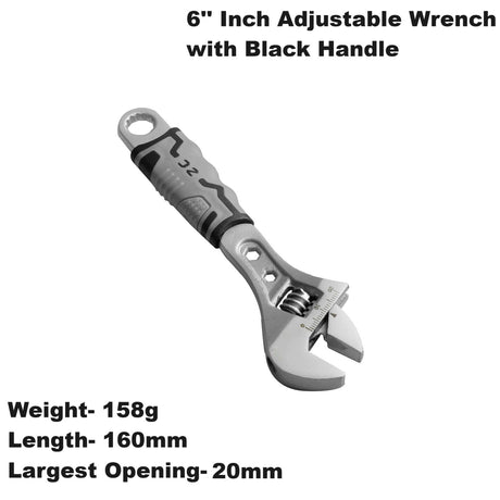 Buyohlic International Adjustable Wrench with Black Handle Forged, Heat Treated, Chrome-plated