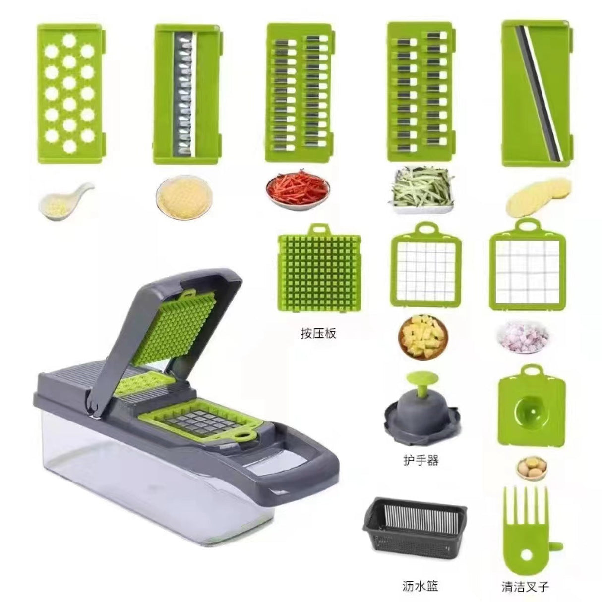 16 In 1 Handheld Manual Kitchen Multifunctional Potato Veggie Grater Mandoline Slicer Chopper