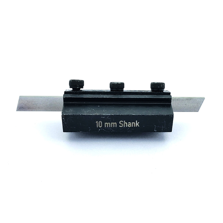 Lathe cut off tool holder mounted blade view