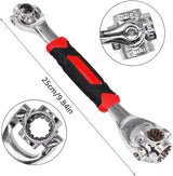 48 in 1 Socket Wrench, Stainless Steel Multi Function Wrench Tool with 360 Degree Rotating Head, Universal Wrench with Rubber Handle