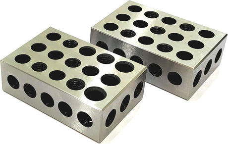 Tool Steel EN31 Deep Hardened Ultra Precision 1-2-3 Blocks (23 Holes) (1 Pair (2 Pcs))