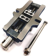 Bench milling work supported by rigid fixed base vertical slide