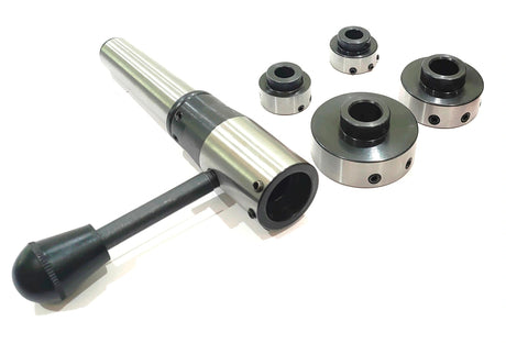 Side view showing installed lathe tailstock die holder assembly