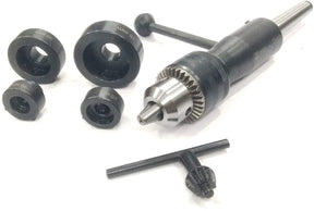 Threaded drill chuck fitted on tailstock die holder