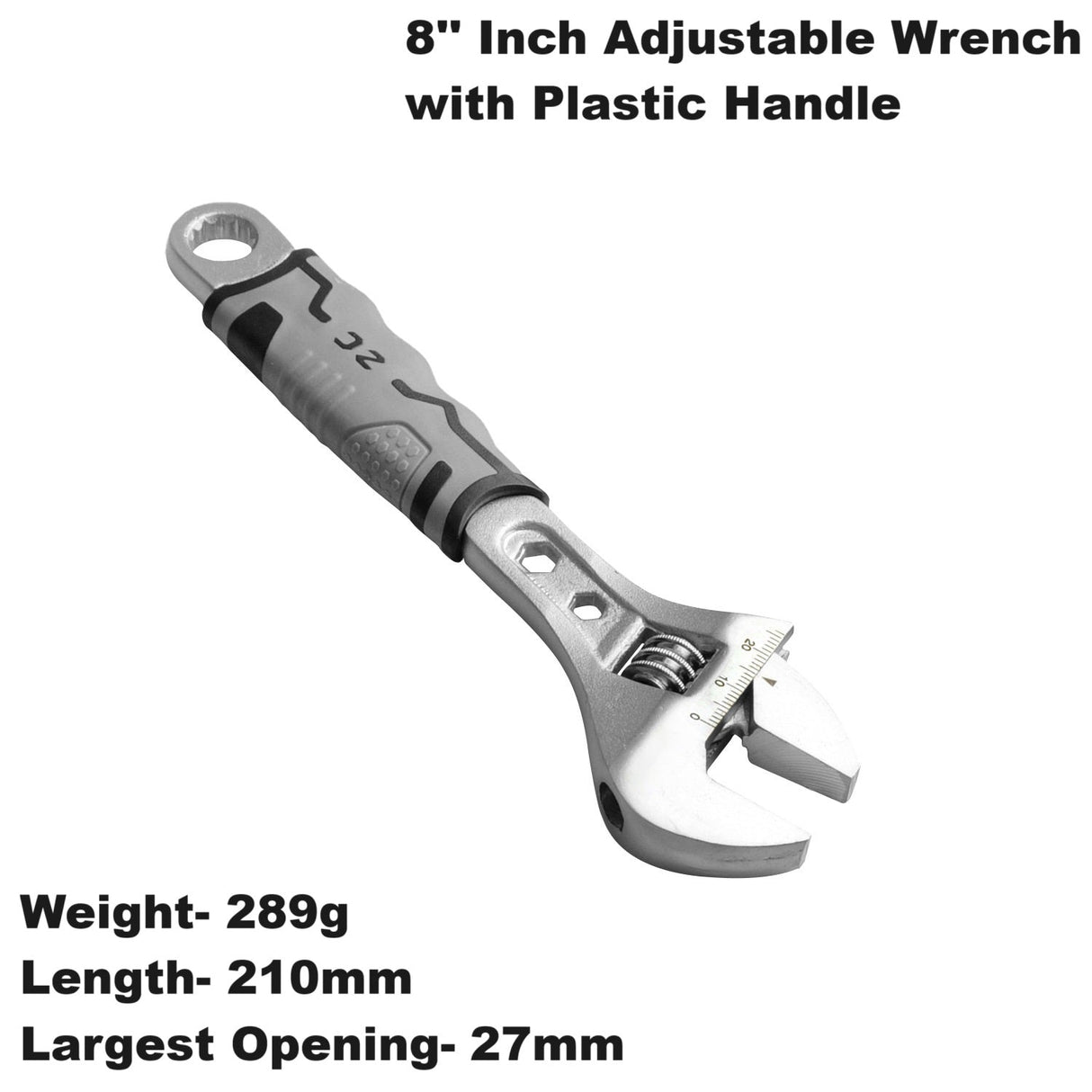 Adjustable Wrench with Black Handle Forged, Heat Treated, Chrome-plated