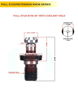 Set Of 5 BT40 Pull Stud for CNC Machines – Available in Multiple Degrees, With or Without Hole