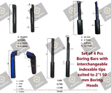 Indexable Tool Set of 4 Boring Bars for 2" Inch I 50 mm Boring Head