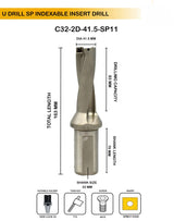 Indexable Insert U Drill 41.5 MM II Weldon Shank II Through Coolant II 10 pcs Carbide Inserts FREE
