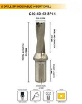 Indexable Insert U Drill 43 MM II Weldon Shank II Through Coolant II 10 pcs Carbide Inserts FREE
