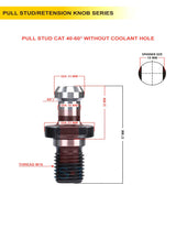 Set Of 5 CT40 / CAT40 Pull Stud | Multiple Degree | With Hole / Without Hole | CNC Tool Holder