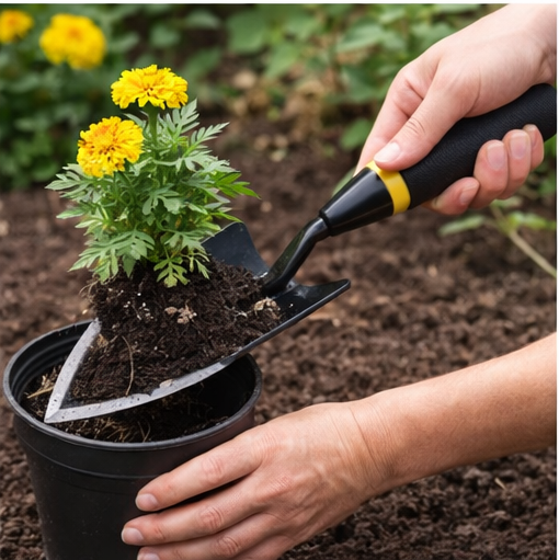 Gardening Hand Trowel – Heavy Duty Carbon Steel with Rubberized Grip, Ideal for Soil Digging, Planting & Transplanting