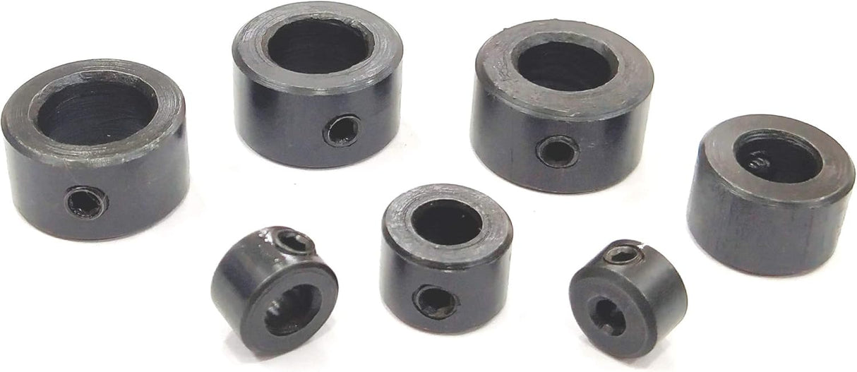 Drill Stopper Collar Set In Imperial & Metric with Allen Wrench to Tighten the Stops Set-Screws (7-Piece)