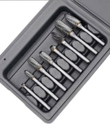 Set of 8 pcs Tungsten Carbide Burr Set 1/4" Shank Wood Stone Carving Cutting Engraving Grinder Kit Attachment Rotary Tool Accessories Set Harder than Diamond
