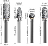 Set of 8 pcs Tungsten Carbide Burr Set 1/4" Shank Wood Stone Carving Cutting Engraving Grinder Kit Attachment Rotary Tool Accessories Set Harder than Diamond