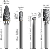 Set of 8 pcs Tungsten Carbide Burr Set 1/4" Shank Wood Stone Carving Cutting Engraving Grinder Kit Attachment Rotary Tool Accessories Set Harder than Diamond