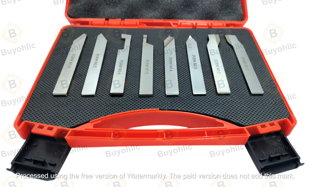 Lathe forming tool set in protective case