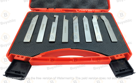 Lathe forming tool set in protective case