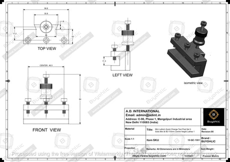 Mini Lathe's Quick Change Tool Post Set II Suits Mini & 90-115mm Centre Height Lathes