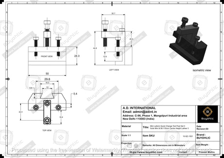 Mini Lathe's Quick Change Tool Post Set II Suits Mini & 90-115mm Centre Height Lathes