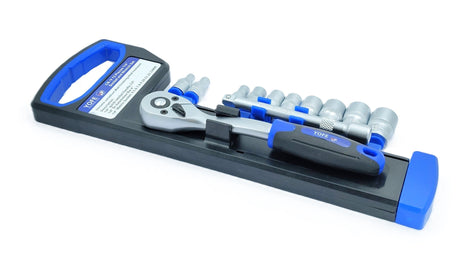 1/4'' Inch Drive Extendable Ratchet socket wrench set 12 Pcs Heavy Duty Chrome Steel Mechanics Tool Set