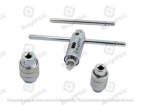 Ratchet Type Tap Wrench with Interchangeable Heads Set Capacities 1/8" to 1/4" & 1/4" to 1/2"