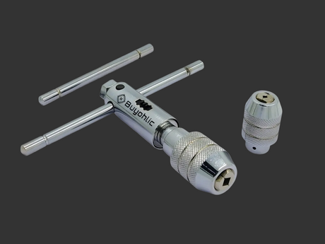 Ratchet Type Tap Wrench with Interchangeable Heads Set Capacities 1/8" to 1/4" & 1/4" to 1/2"