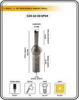 Indexable Insert U Drill 10 MM II Weldon Shank II Through Coolant II 10 pcs Carbide Inserts FREE