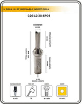 Indexable Insert U Drill 12 MM II Weldon Shank II Through Coolant II 10 pcs Carbide Inserts FREE