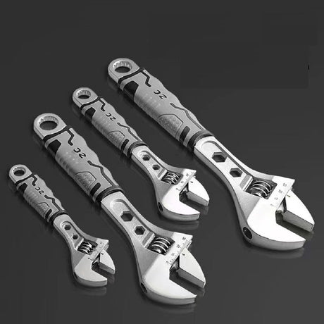 Buyohlic International Adjustable Wrench with Black Handle Forged, Heat Treated, Chrome-plated