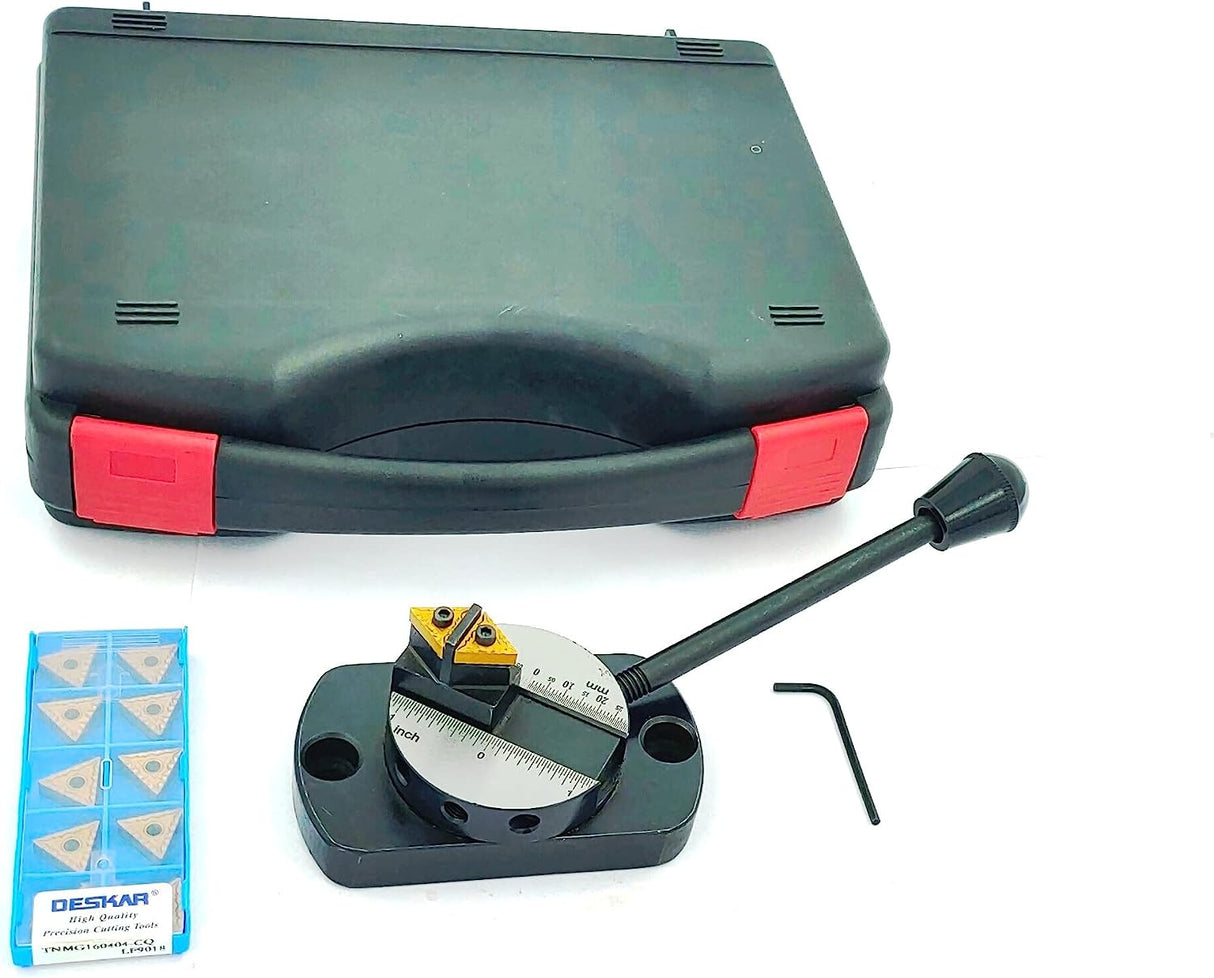 Lathe Oval Base Ball Turning Attachment with Graduation Scale with 10 x Spare Cutting Bit Box