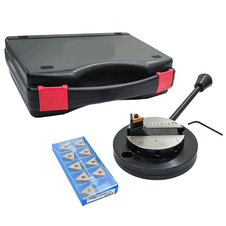 Lathe Round Base Ball Turning Attachment with Graduation Scale with 10 x Spare Cutting Bit Box