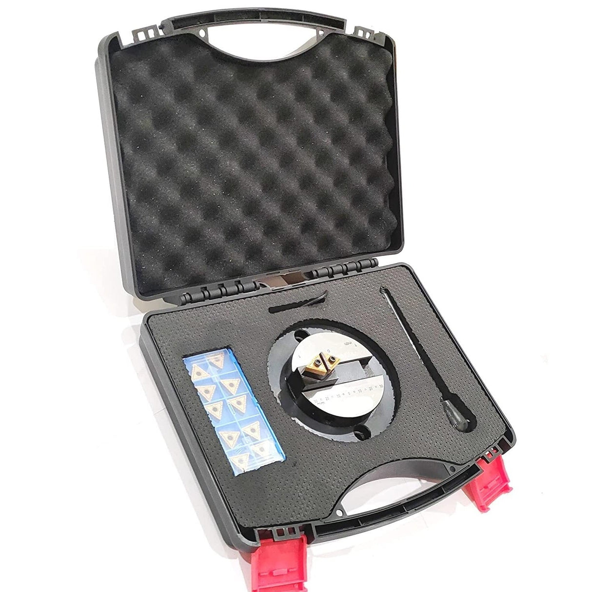 Lathe Round Base Ball Turning Attachment with Graduation Scale with 10 x Spare Cutting Bit Box