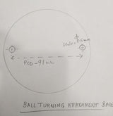 Side view showing ball turning tool with Carbide Cutting Bits