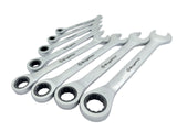 Buyohlic 8 Pcs Ratcheting Wrench Set Matt Finish with Rack Organizer Premium CR-V Steel 72 Teeth