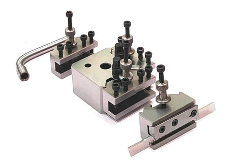 Manual lathe quick change tool post holder with locking screws