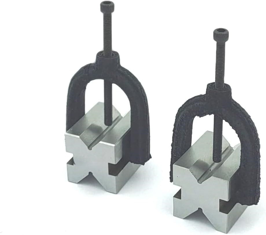 Hardened Tool Steel Vee V Block Pair Set with Clamps (32 x 32 x 40 mm (25 mm Capacity))