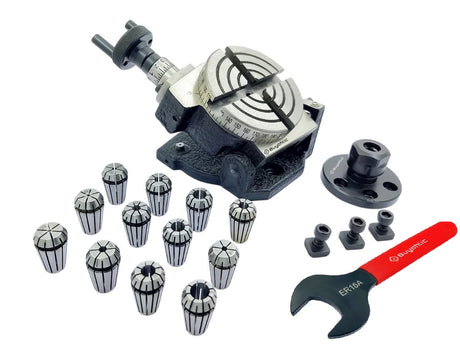 3" Inch I 80mm Tilting 4 slot Rotary Indexing table with ER Adopter & Spanner