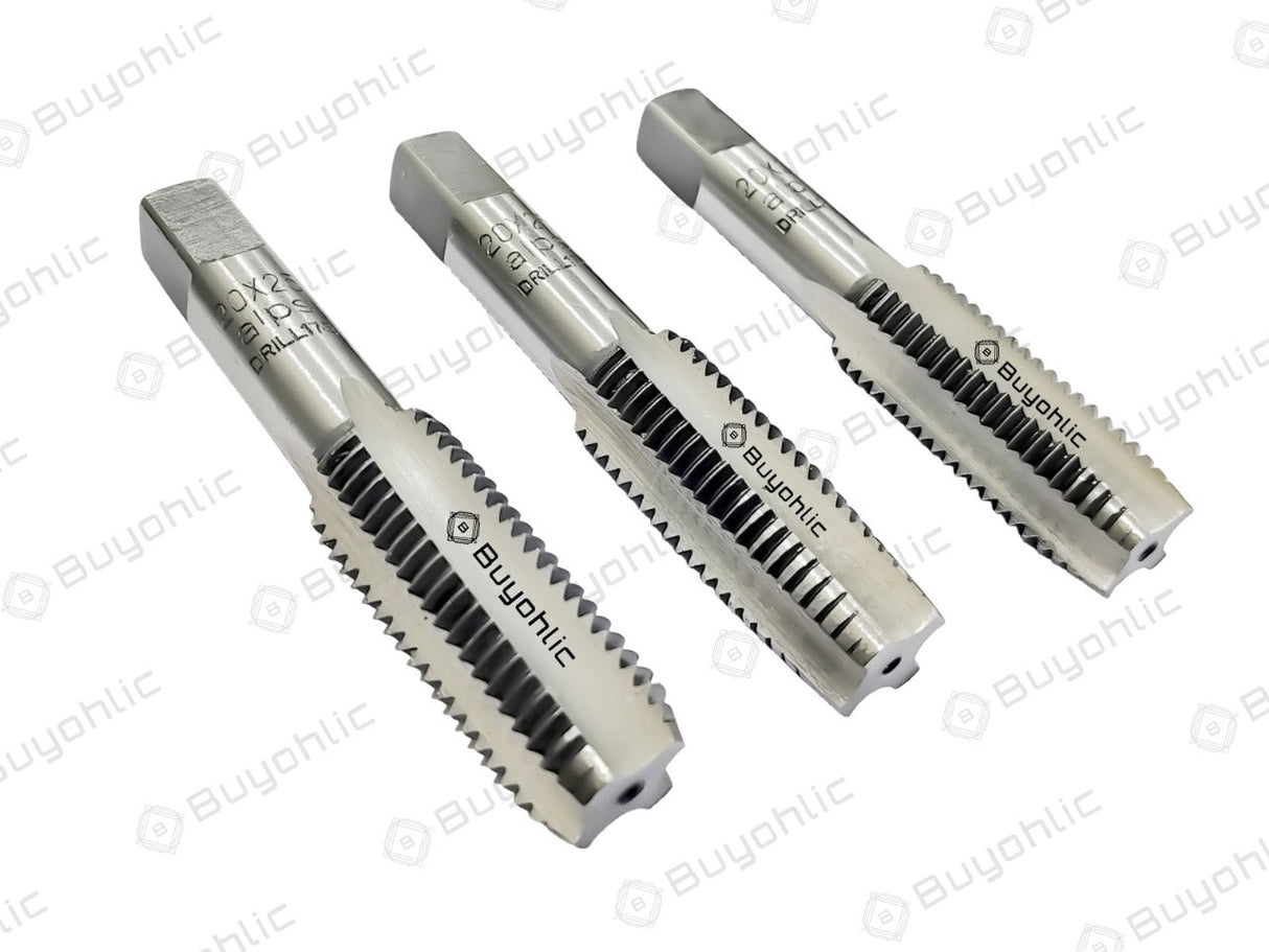 Carbon Steel Hand Tap Set M20 x 2.5 mm Pitch II Metric-Right Hand