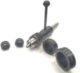 Lathe setup using tailstock die holder and drill chuck