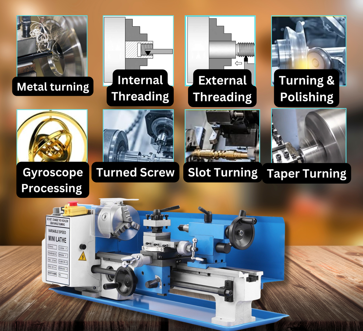 7" X 14" Benchtop Lathe, 550W Variable Speed 50-2250RPM with 3-jaw Chuck Mini Lathe Machine Mini Lathe w/Tool Box Digital Display for Metal