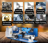 7" X 14" Benchtop Lathe, 550W Variable Speed 50-2250RPM with 3-jaw Chuck Mini Lathe Machine Mini Lathe w/Tool Box Digital Display for Metal