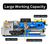 7" X 14" Benchtop Lathe, 550W Variable Speed 50-2250RPM with 3-jaw Chuck Mini Lathe Machine Mini Lathe w/Tool Box Digital Display for Metal