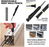 Aluminum Alloy Scribe Tool with Deep Hole Pencil, Construction Pencil Multi-function Scribing Tool- Construction Pencil