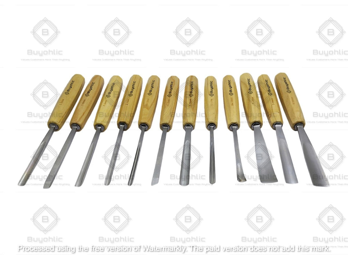 Wood Carving Tools, 12-Piece Wood Whittling Kit with Mallet and Canvas Case Woodworking Chisel Set for Beginners and Professionals