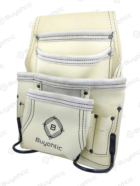 Heavy-Duty Leather Nail & Tool Bag – 10 Pocket Top Grain Construction Pouch