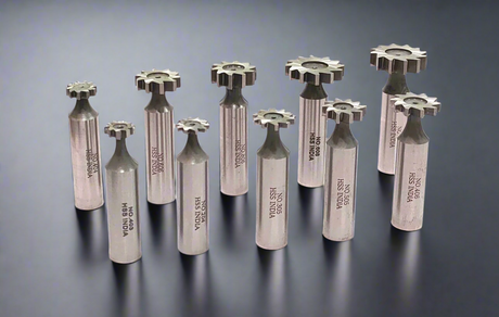 HSS M2 Grade Woodruff Hardened Keyseat Cutter - Set of 10 Pcs, 1/2" Shank Diameter, Straight Tooth Cutters