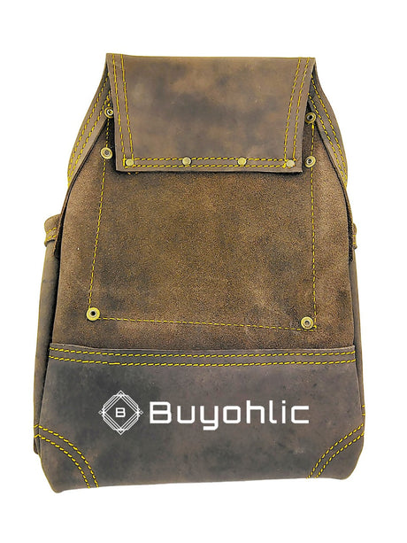 Heavy- Duty Leather Tool Pouch Bag for Drywall Contractors, Oil-Tanned Belt Pouches with Hammer Loop, Tool Organizer
