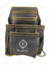 Heavy- Duty Leather Tool Pouch Bag for Drywall Contractors, Oil-Tanned Belt Pouches with Hammer Loop, Tool Organizer