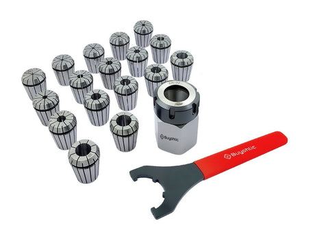 ER32 Collet Chuck Block Adapter With 18 pcs Range 3/32" -5/32" Collets for CNC Lathe